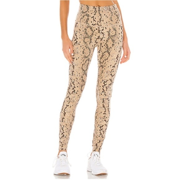 Varley Century Snake Print Reptile Animal Brown Cream Leggings Size Small - Picture 1 of 11